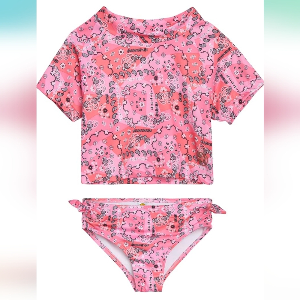 Body Glove Girls' Rash Guard - 2-Piece UPF 50+ Swim Shirt and Bikini Bottom Swim
